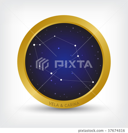 Vela and Carina constellation in golden circle 37674816