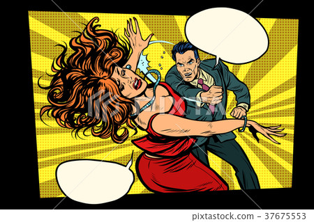 Fight, man hits woman. Domestic violence 37675553