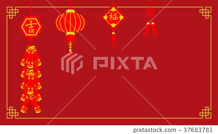 Spring Festival Background Layout Firecracker and Lantern 37683781