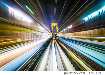 high speed abstract MRT track of motion light 37694193