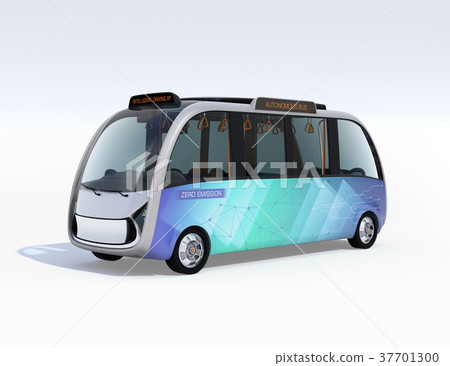 Image of an autonomous driving shuttle bus. original design Image of an autonomous driving shuttle bus. original design 37701300