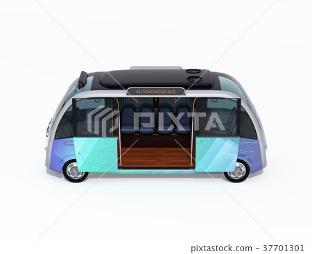 Side image of the autonomous driving shuttle. original design Side image of the autonomous driving shuttle. original design 37701301