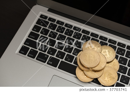 Image of virtual currency · bit coin and personal computer 37703741