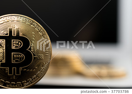 Image of virtual currency · bit coin and personal computer Image of virtual currency · bit coin and personal computer 37703786