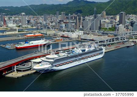 Luxury Cruise Ship-Aerial- Luxury Cruise Ship-Aerial- 37705990
