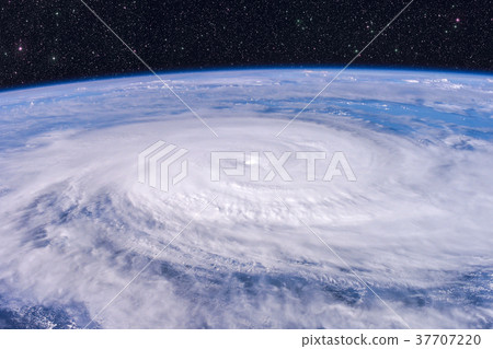 Typhoon over planet Earth - satellite photo. 37707220