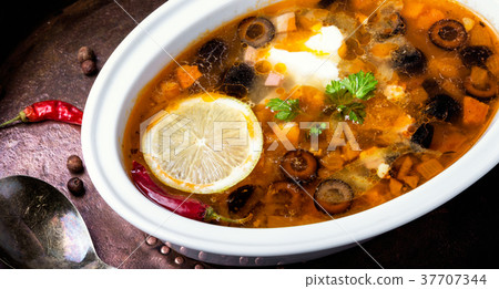solyanka traditional Russian soup solyanka traditional Russian soup 37707344