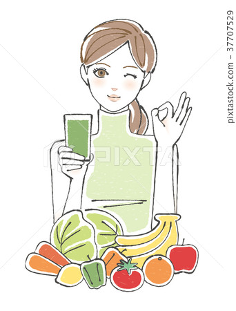 Smoothie vegetables fruits women <green> 37707529