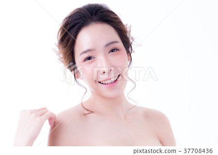 Beautiful Asian Woman Portrait on white background Beautiful Asian Woman Portrait on white background 37708436