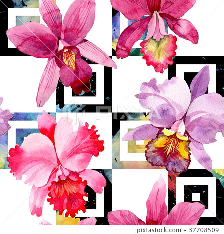 Wildflower pink orchid flower pattern in a 37708509