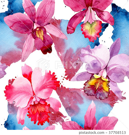 Wildflower pink orchid flower pattern in a 37708513