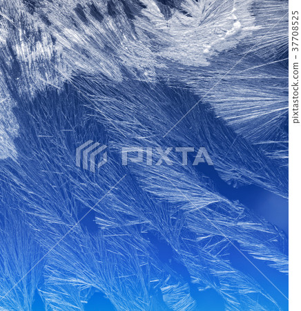 Frost pattern on a window glass Frost pattern on a window glass 37708525