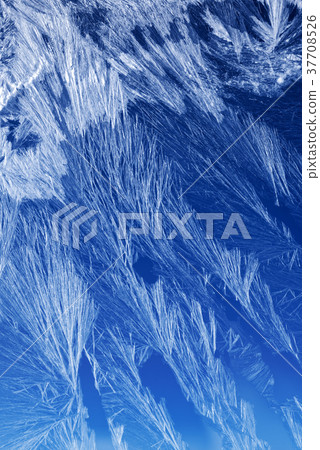 Frost pattern on a window glass Frost pattern on a window glass 37708526