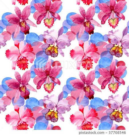 Wildflower pink orchid flower pattern in a 37708546