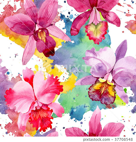 Wildflower pink orchid flower pattern in a 37708548