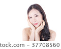 Young beautiful korea woman isolated on white. 37708560