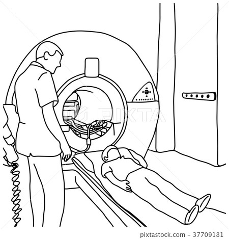 boy patient undergoing CT Scan in hospital  37709181