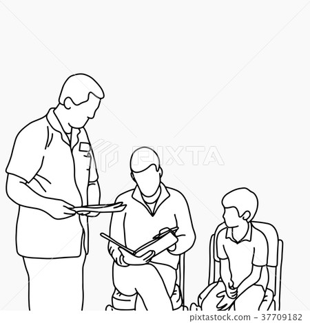 male doctor asking the parent to put signature  37709182