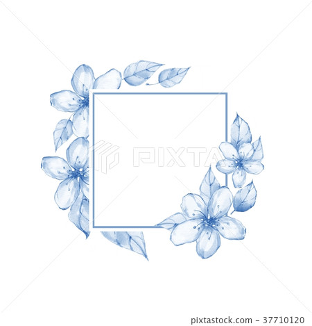 Watercolor floral frame with delicate flowers Watercolor floral frame with delicate flowers 37710120
