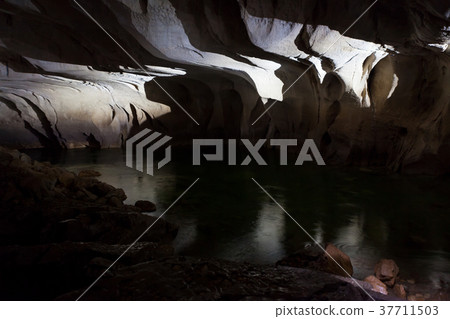 Underground river in clearwater cave Underground river in clearwater cave 37711503