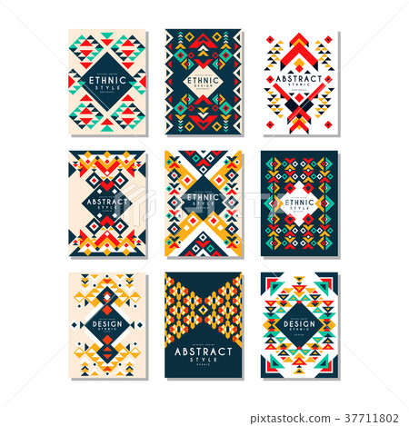 Colorful vector set of 9 card templates with 37711802