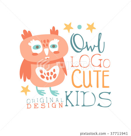 Owl logo, cute kids original design, baby shop 37711941