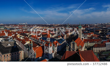 Panorama view of Munich city center. 37712486