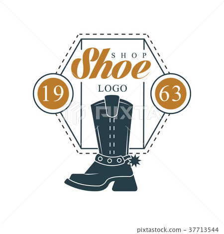 Shoe shop logo, estd 1963 vintage badge for 37713544