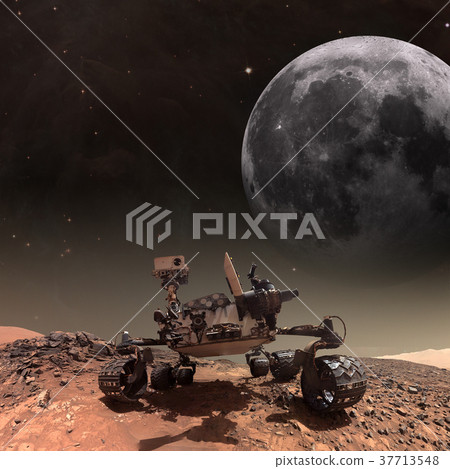 Curiosity rover exploring the surface of Mars. 37713548