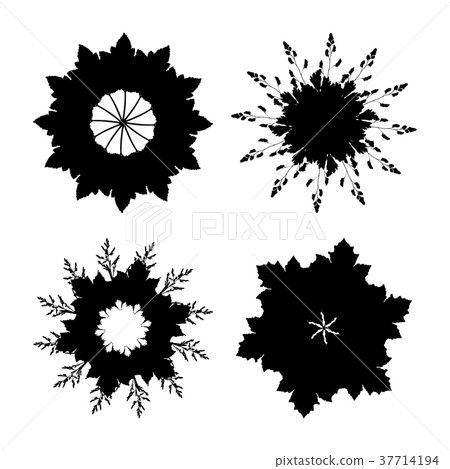 Black leaves round decorative elements Black leaves round decorative elements 37714194