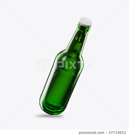 3D render beer bottle green on a white background 37714652