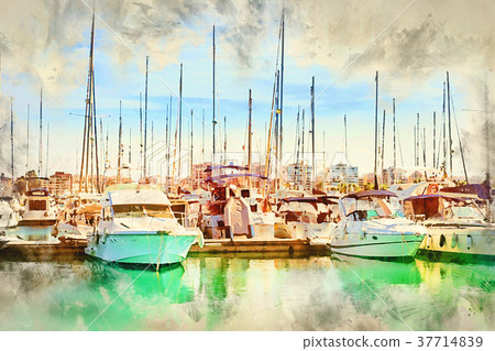 Yachts and boats in Marina of Torrevieja 37714839