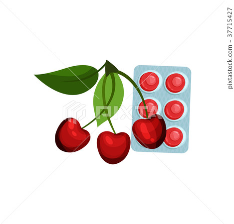 Package of lozenges with cherry flavor taste Package of lozenges with cherry flavor taste 37715427