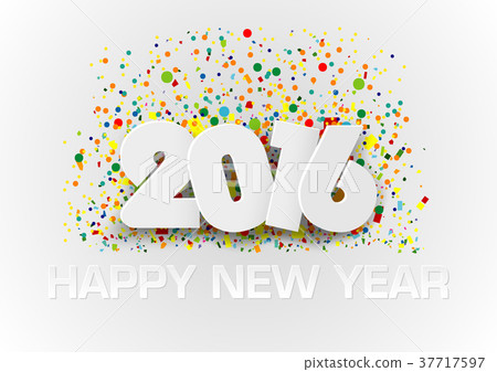 Happy New Year with Colorful Dotted Confetti Happy New Year with Colorful Dotted Confetti 37717597
