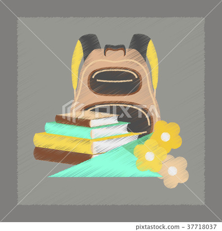flat shading style icon book bag flowers flat shading style icon book bag flowers 37718037