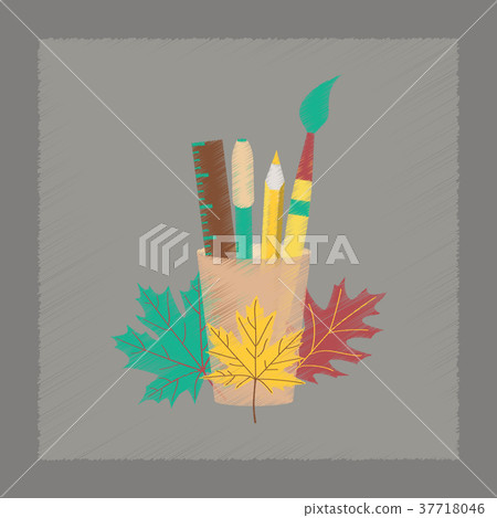 flat shading style icon pencils pens ruler 37718046