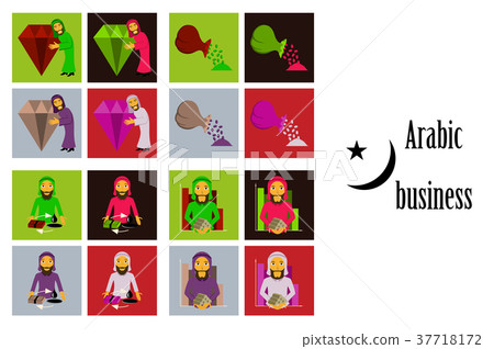 assembly of flat icons on theme Arabic business assembly of flat icons on theme Arabic business 37718172