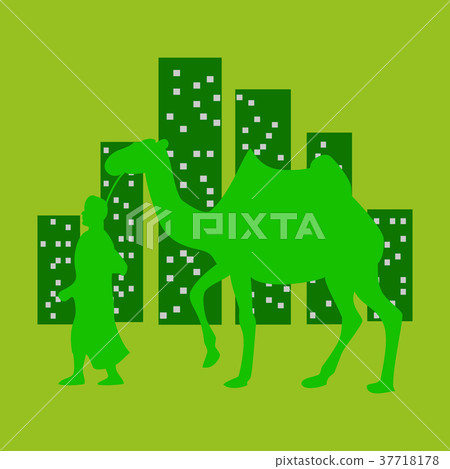 flat icon on theme Arabic business Arab with a flat icon on theme Arabic business Arab with a 37718178