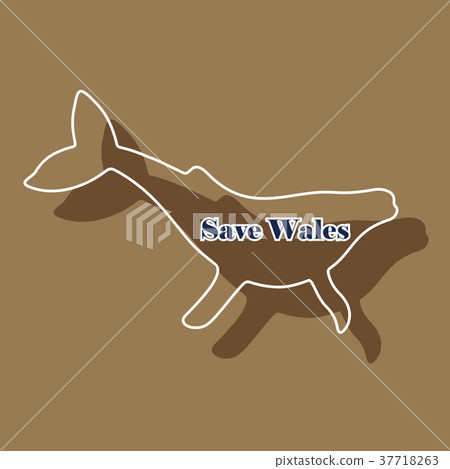 paper sticker on theme Save whales . silhouette of 37718263