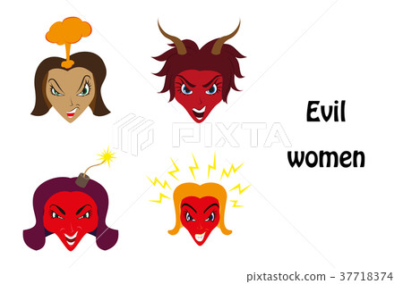 assembly of flat icons on theme evil women 37718374