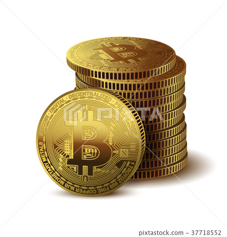 Coins Bitcoin on white background. Coins Bitcoin on white background. 37718552