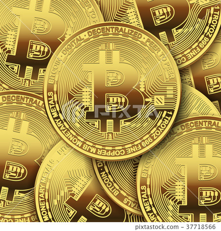 Many Bitcoins on white background. 37718566