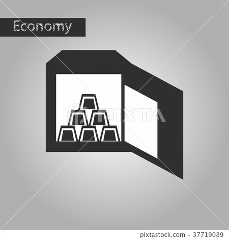 black and white style icon Gold bars in a safe black and white style icon Gold bars in a safe 37719089