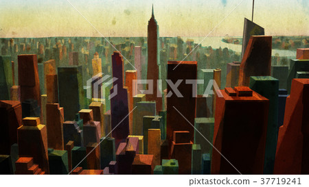 City scape with bird eye view illustration 37719241