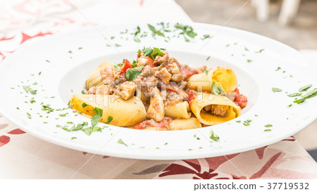 Italian Paccheri pasta  with Swordfish 37719532