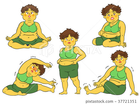 Chubby woman on diet yoga 37721351