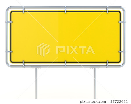 Blank framed traffic road sign standing. 3D Blank framed traffic road sign standing. 3D 37722621