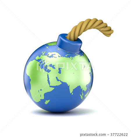 World map on bomb. 3D 37722622