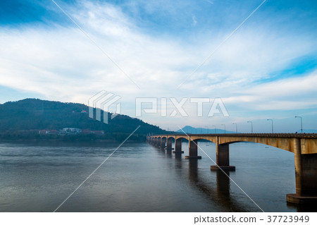 Lao Nippon Bridge in the morning,Champasak,Laos. Lao Nippon Bridge in the morning,Champasak,Laos. 37723949