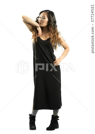 asian woman in black dress isolated on white asian woman in black dress isolated on white 37724581
